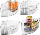 mDesign Plastic Lazy Susan Cabinet Storage Bin with Front Handle for Kitchen Countertop, Pantry, Shelf, Fridge Organization - Hold Food, Drinks, Snacks - Ligne Collection - 4 Pack - Smoke Gray Smoke Pack of 4