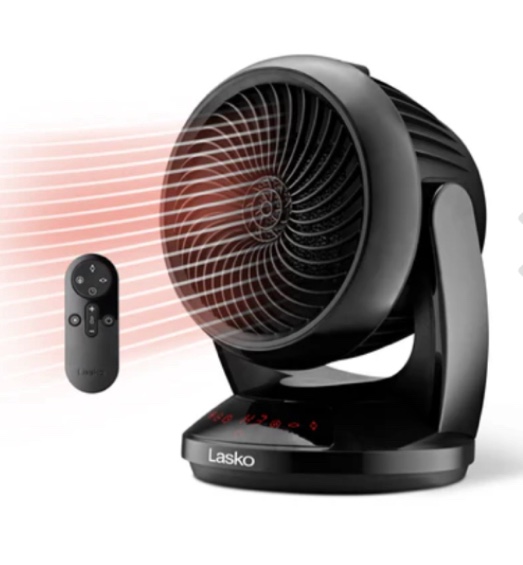  LASKO CS12350 WHIRLWIND ORBITAL OSCILLATION CERAMIC SPACE HEATER WITH REMOTE: BLACK