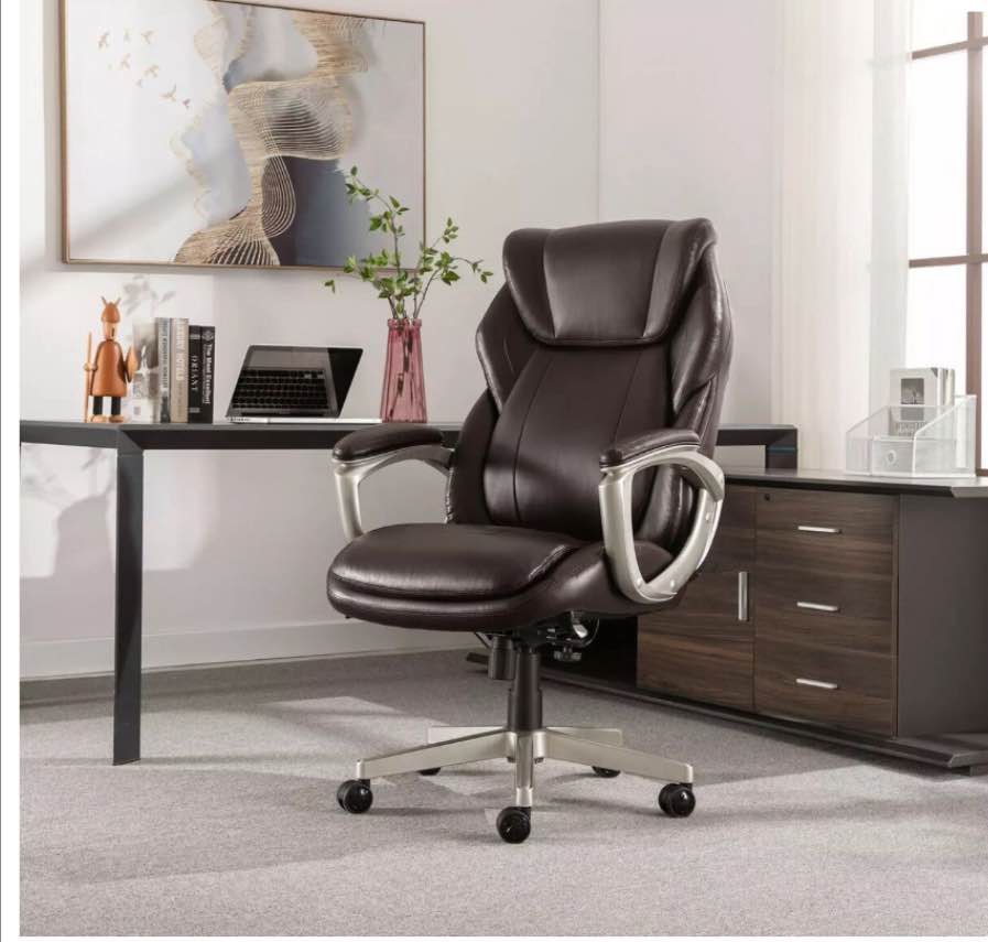 La-Z-Boy Westley Big & Tall Executive Office Chair, Active Lumbar Support, Brown