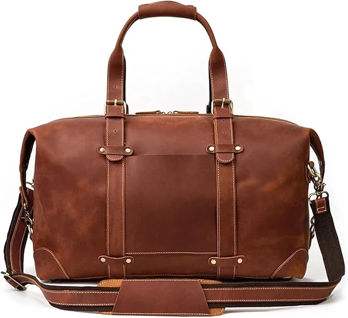 Vintage Leather Travel Bag Tote Bag Cowskin Travelling Handbags Weekender Duffle Bag for Men Male Travel Bag
