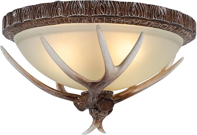 Lodge Collection Fallow Ridge Antler Design Bronze Flush Mount Light