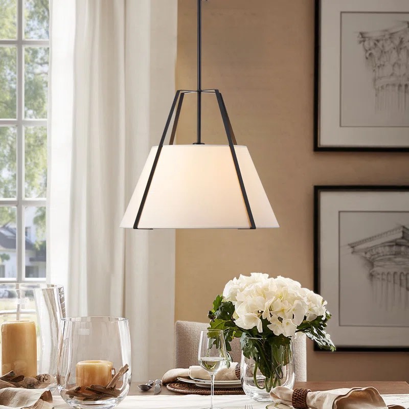 Ellrich Fabric Cone 18" Wide With Metal Chandelier Timeless Elegant Dining Room