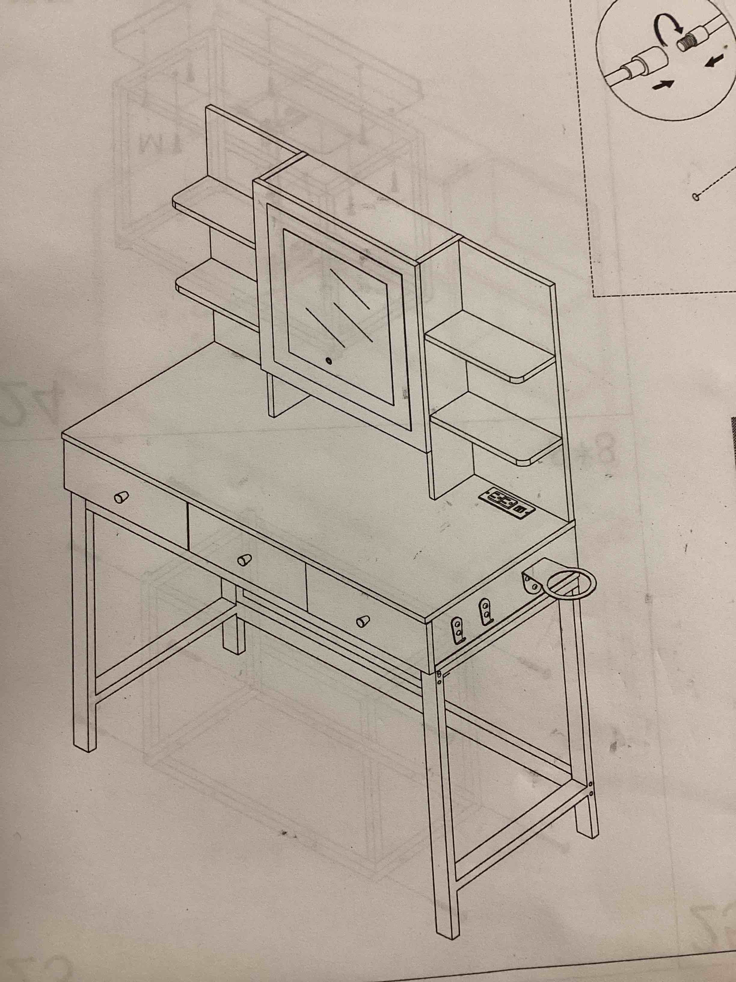 Makeup Vanity with Adjustable Lighting, Mirror, White/Gold 