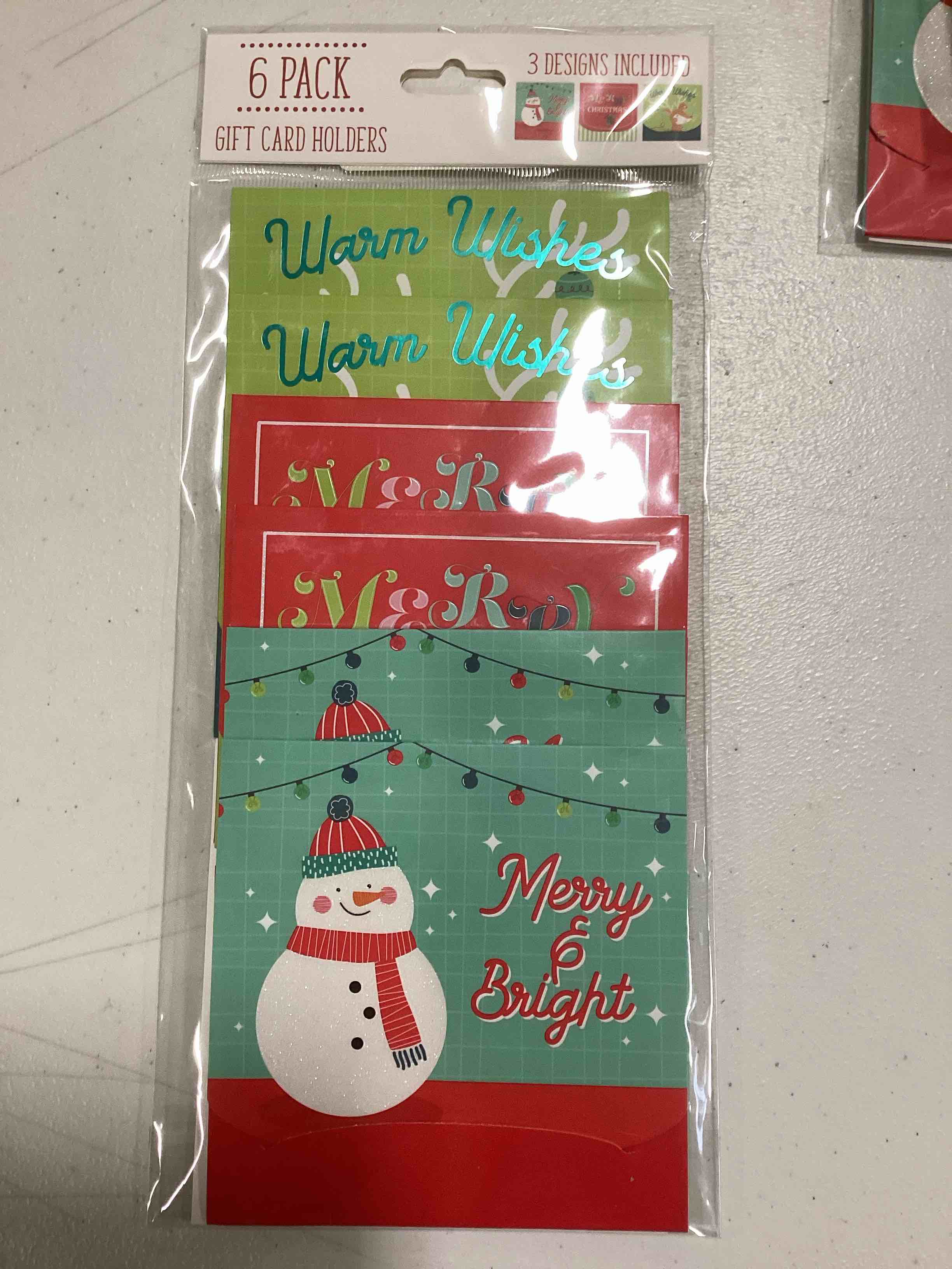 6 pack gift card holders (christmas)