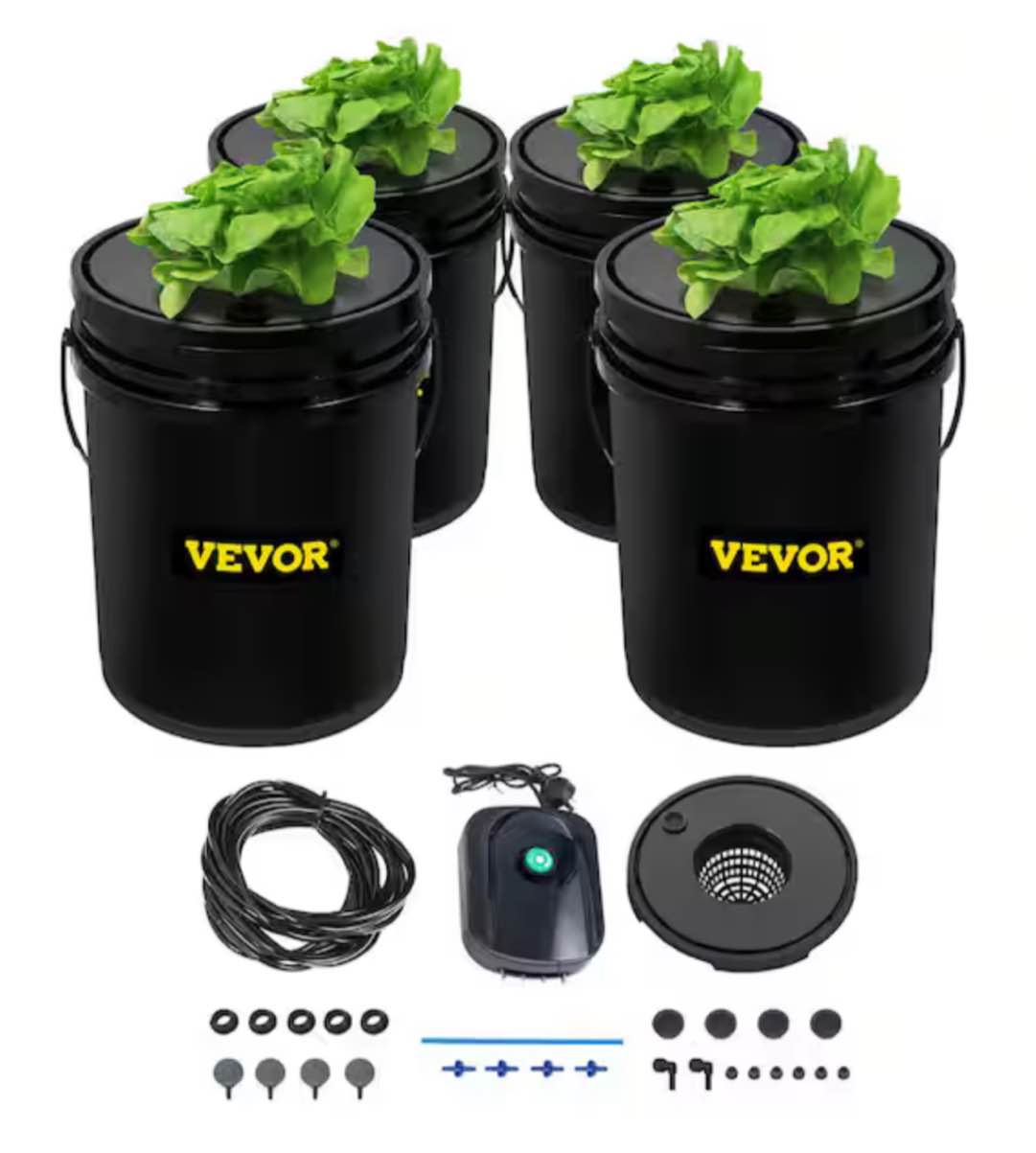 DWC Hydroponic System 5 Gal. Buckets Deep Water Culture Growing Bucket Hydroponics Grow Kit for Outdoor (4-Pack)