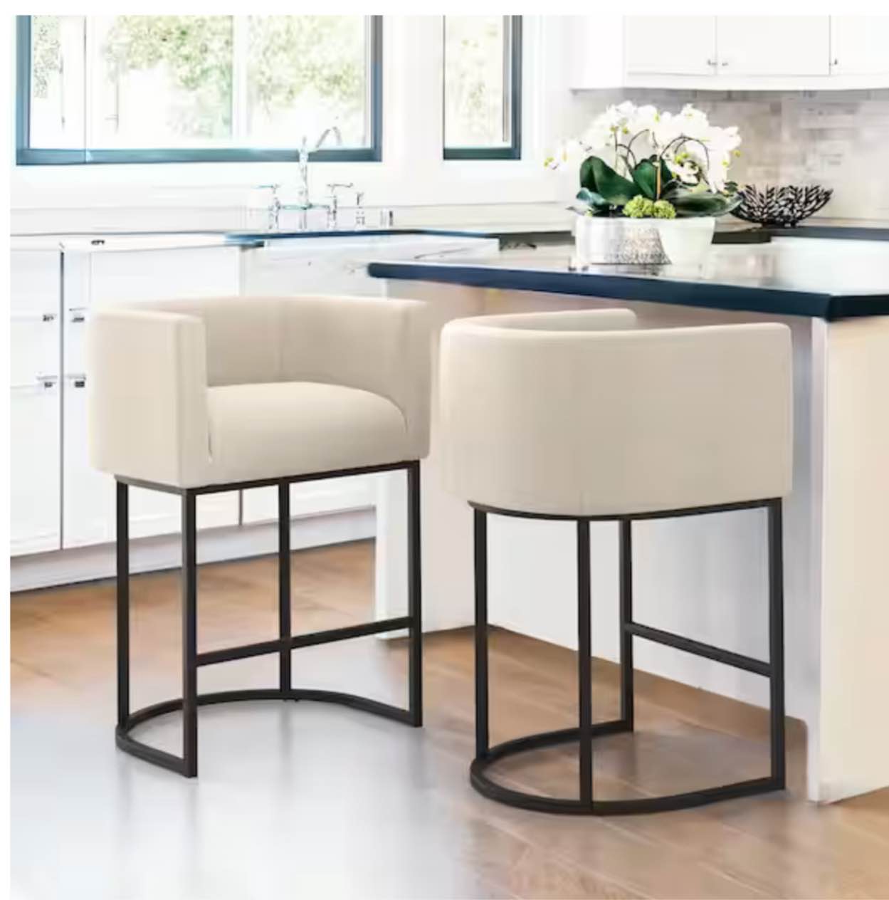 Upholstered Counter Stool with Metal Frame Upholstery Color: Beige