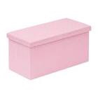 B FSOBEIIALEO Folding Storage Ottoman, Faux Leather Footrest Seat Long Bench Toy Box Chest for Girls, Pink 30"x15"x15" Pink Large