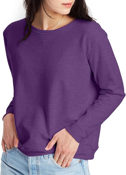 Hanes Women's Ecosmart V-Notch Crewneck Sweatshirt, Fleece Pullover Sweatshirt For Women (XL)