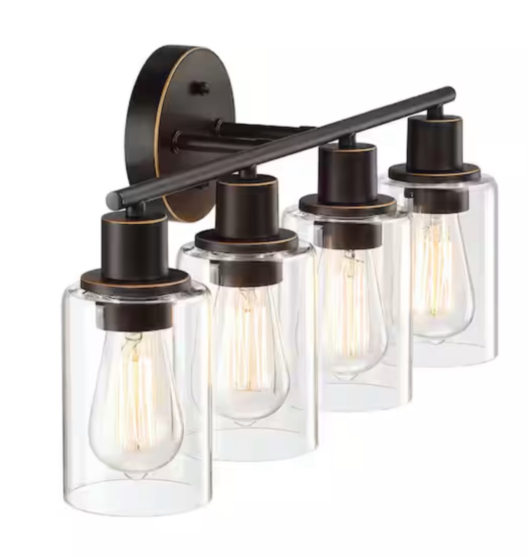 23.09 in. 4-Light Oil Rubbed Bronze Vanity Lights Bathroom Wall Light Fixture