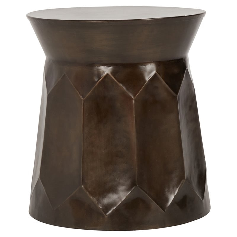 Kosas Home Marissa 19.9x19.9" Geometric Flat Iron Metal End Table in Matte Brown