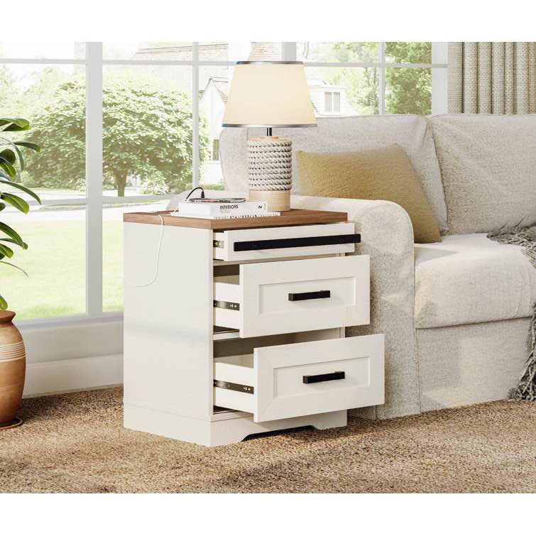 Piece Farmhouse Bedroom Furniture Set, 63-Inch Dresser With 6 Drawers And 2 Storage Nightstands With 1 Charging Station(Drawer only)