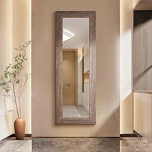 Syndra Full Length Mirror 61"x22" Floor Mirror Full Body Mirror Vintage Solid Wood Frame Large Wall Mounted Mirror Hanging or Leaning Against Wall Dressing Mirror for Bedroom Living Room Original Wood