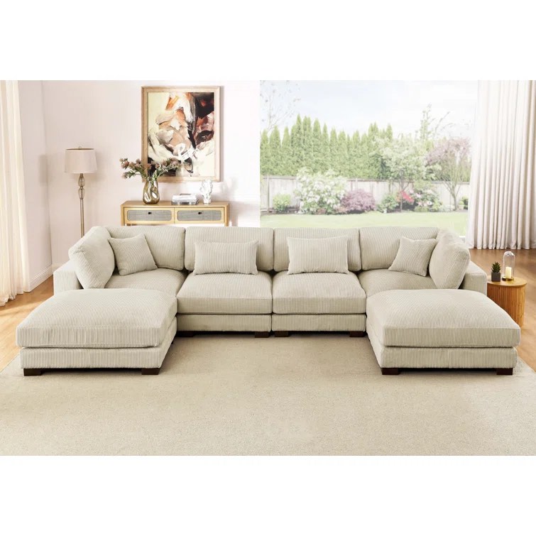 Andreco 6 - Piece Corduroy Sectional (incomplete 1 box only consisting of ottoman)