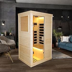 Far Infrared Sauna Home Sauna with Best Red Light Therapy for Body Indoor Sauna Self Care at Home Spa Room made by Hemlock Wood with Intelligent Control Panel,Bluetooth Speaker 67.3"x37.4"x29.5" 900W (incomplete 1 box only)