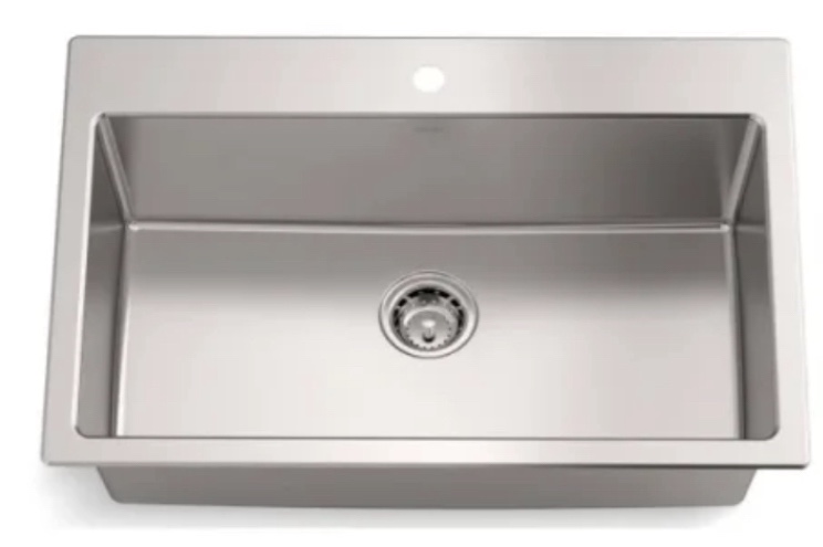 Stainless Steel Drop Sink 33” W x 22” D x 9” H (similar to stock photo)
