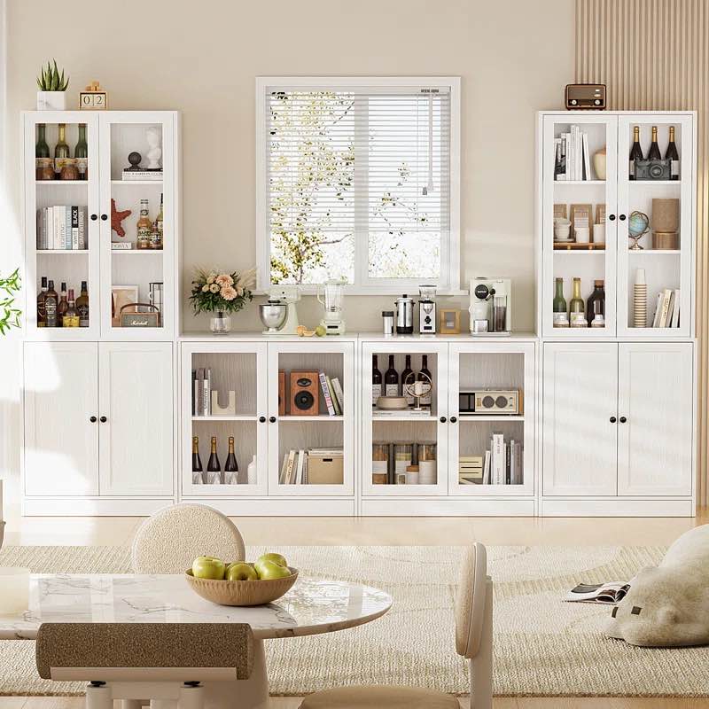 71'' Kitchen Pantry With Bookcases, Farmhouse Wall Unit Tv Stand For Tvs Up To 75" (incomplete 1 box only)(color may vary ours is oak)