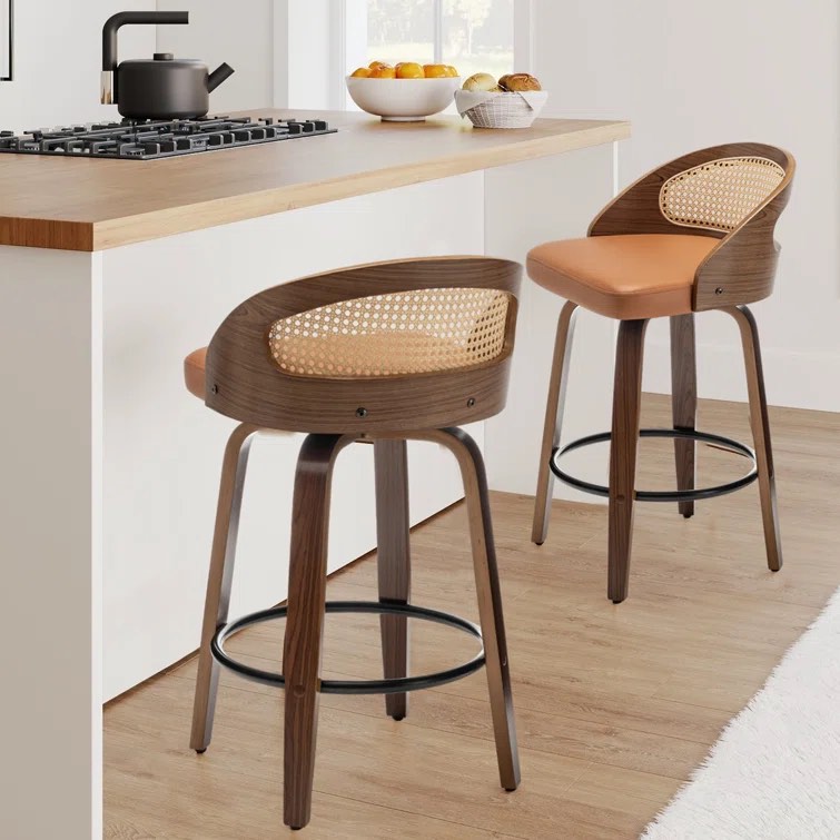 Leeana Swivel Faux Leather Counter & Bar Stools (Set of 2)