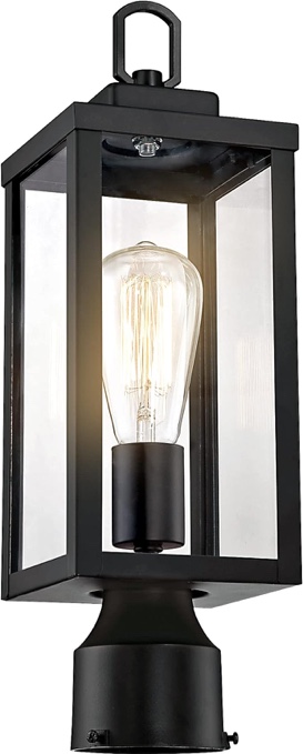 Outdoor Post Lights, Lamp Post Light Fixture with E26 Socket, Waterproof & Anti-Rust Modern Pillar Outside Lighting, Matte Black Lamp for Walkway, Driveway, Carriage, Patio, Porch, Front House
