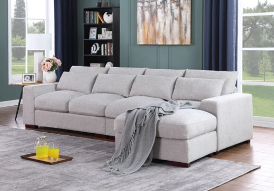 123" Wide Reversible Modular Sofa with Ottoman (light grey)(incomplete 1 box only consisting of ottoman)