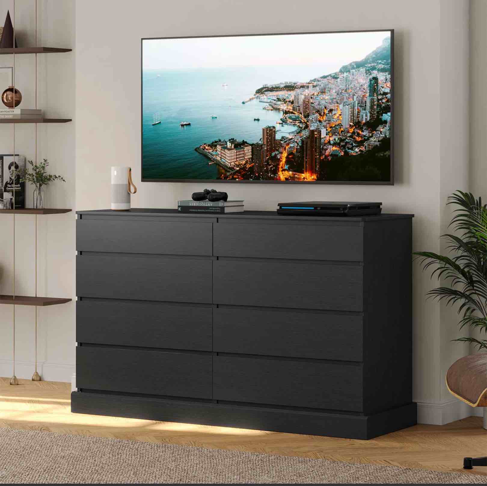 8 Drawers Long Double Dresser With Storage Organizer Black DJ503264_1