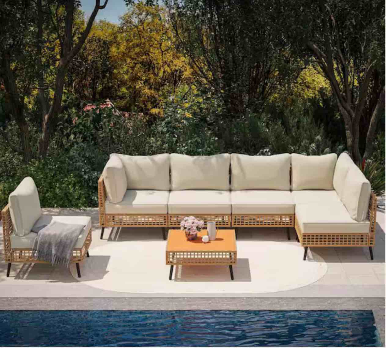 7 PC Wicker sectional Seating group FTSS032-7PC-BG1-2 (incomplete)