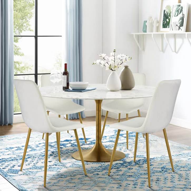 Set of 4 Bingo Upholstered Side Chair Gold Leg-Maison Boucle BINGO-CHAIR-GOLD