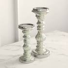 2 Piece Glass and Metal Tabletop Candlestick Set