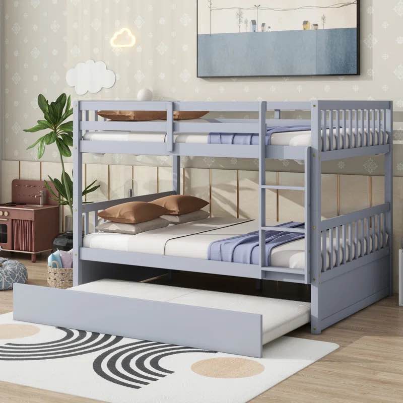 Sotion Solid Wood Standard Bunk Bed with Trundle by Harriet Bee