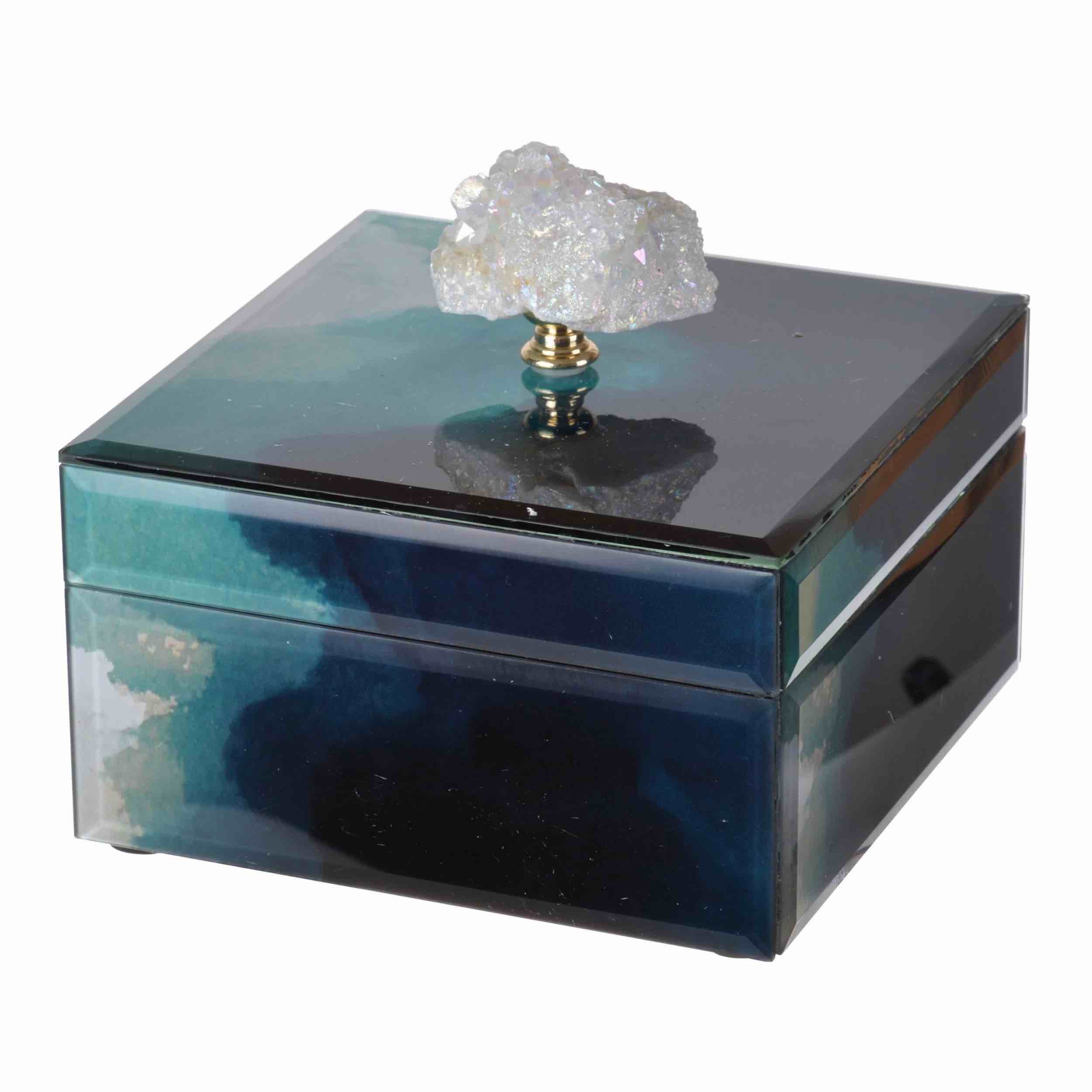 Hermeline Elegant Stone with Finial Decorative Accessory Box,
