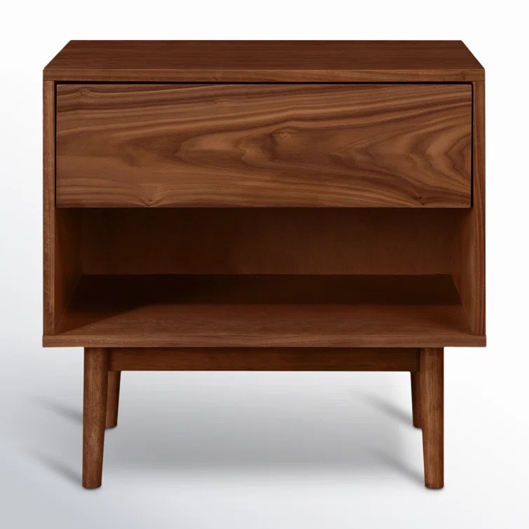 Indra 1 - Drawer Nightstand Color: Walnut