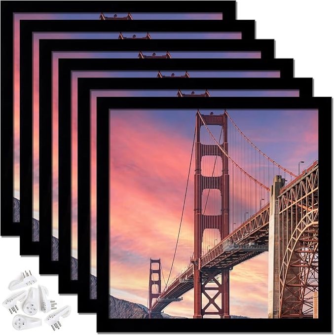 ijuerybai 6 Sets 14x18 Picture Frame, Frames for 14 x 18 Canvas Collage Photo Poster Certificate Wall Gallery, High Transparent Horizontal Vertical Black 14 by 18 Inches Black 14x18