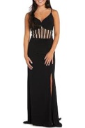 Nightway Women's Evening Gown with Slit and Cut Out Shoulders size 3