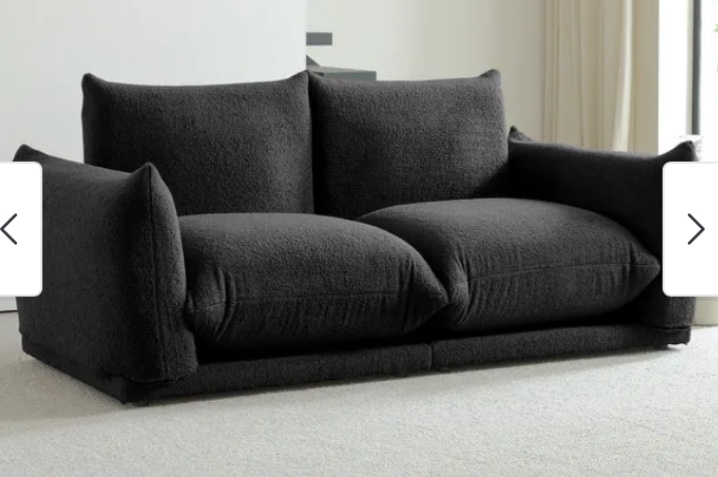 JASIWAY Modern Lamb Fleece Upholstered Sofa Couch - Black(incomplete)