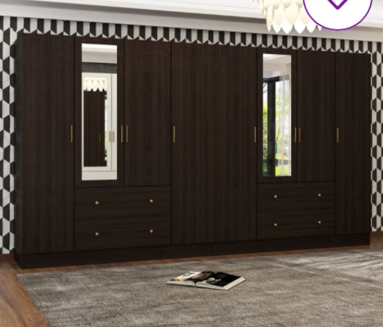 Roylee 70.9'' H X 126'' W X 19.7'' D 8 Door Armoire with Drawers & Mirrors(incomplete box 1/2)