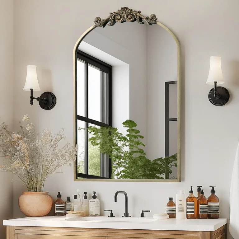 Soges Medicine Cabinet with Mirror, 36" x 24" Arched Bathroom Mirror