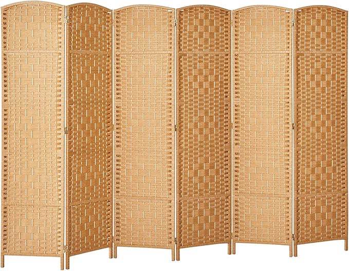 Rose Home Fashion 6 ft Tall Room Divider, Room Dividers and Folding Privacy Screens, 15.7in Privacy Screen 6 Panel Partition Temporary Wall Separation for Private, Light Beige