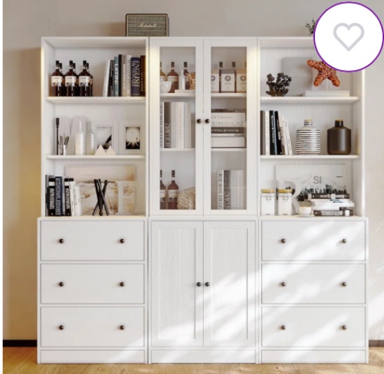 kiahna 71x71 w glass library bookcase(incomplete self only)