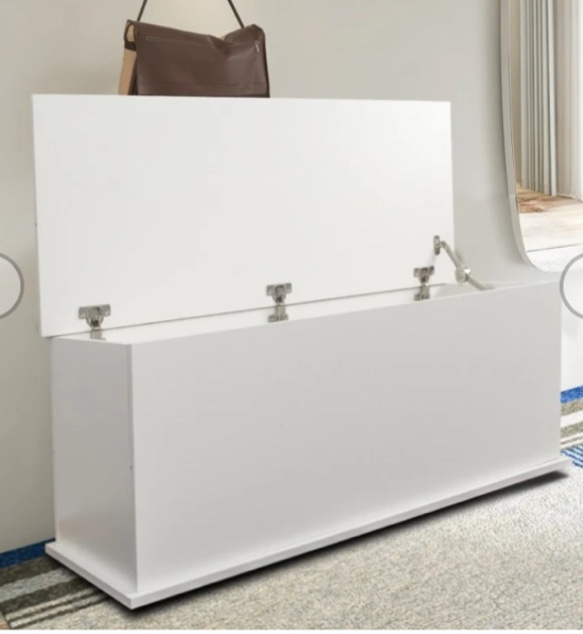 ZNTS Storage Chest Trunk, Lift Top Wood Box for Entryway Bench Organizer Home Furniture, White