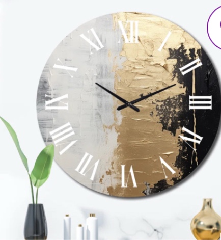 Essential Nature Of Alchemy Abstract Gold Black II Metal Wall Clock