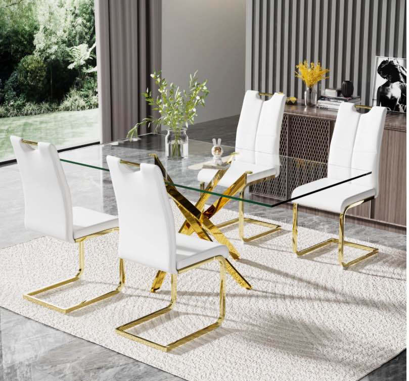 Gracieleigh Glass Top Pedestal Dining Set  (Incomplete Box 1/2 )