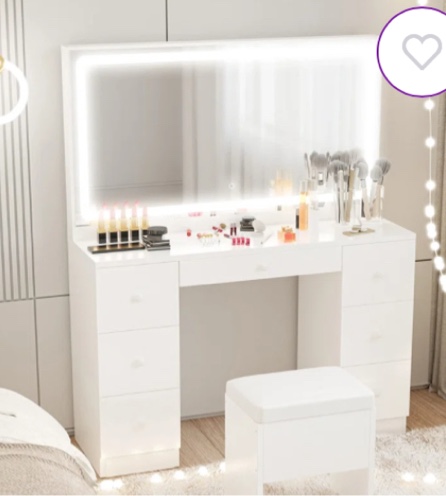 Makeup Vanity Desk with LED Lighted Mirror & Power Outlet & 7 Drawers(incomplete)