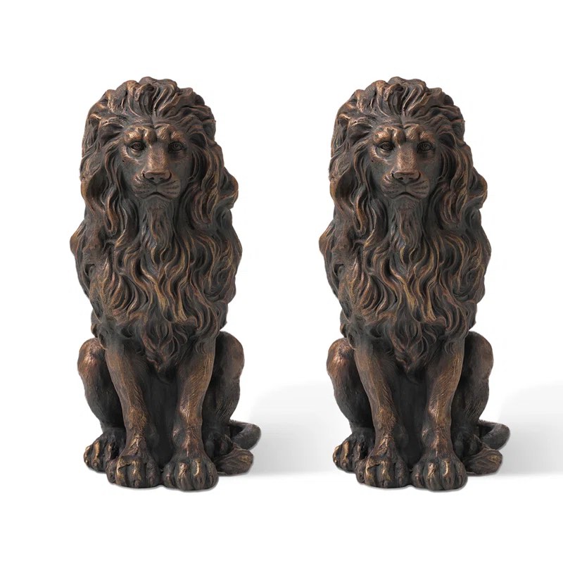 Rodjanae Bronze Lions Animals Magnesium Oxide Garden Statue