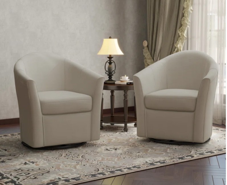 Aunna Upholstered Swivel Barrel Chair