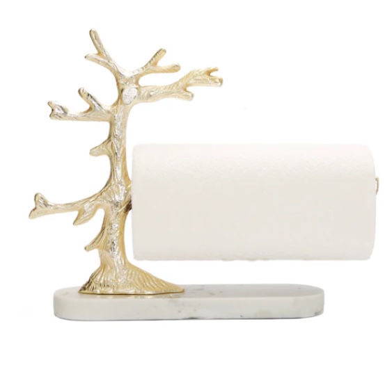 Gold Tree Design Paper Towel Holder