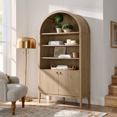 Nolan 74" Tall Arched Storage Display Cabinet Bookshelf(incomplete box 2)