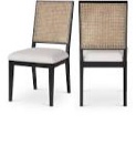 Meridian Butterfly Dining Chair in Cream Linen Textured Fabric 705Black-C 