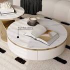 No Assembly Required Nesting Coffee Table With Storage – Rock Tabletop Heat-Resistant & Wear-Resistant