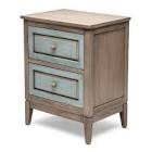 Brodderick Solid Wood Nightstand with USB & Power Port Grey Teal Green
