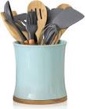Ceramic, Bamboo Round Utensil Crock (set of 2)