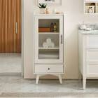 White Modern Bathroom Cabinet w/ Glass Door, Adjustable Shelves, Drawer, Extra Top Storage, 19.75"x13.75"x46"